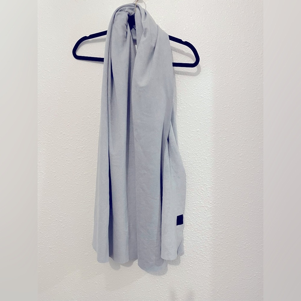 Lululemon Gray Large Faux Suede Wrap Scarf very soft 100% Polyester 72”x25”